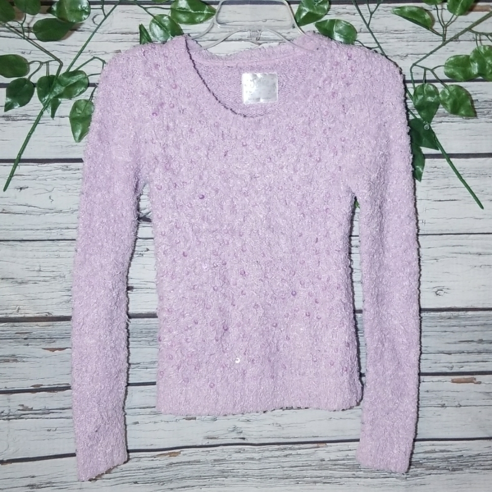 Justice soft sequin long sleeve bling sweater 14